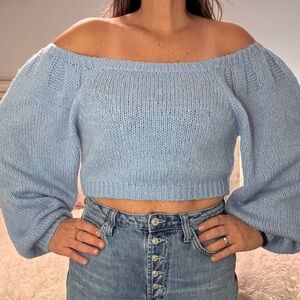 Altar'd State Light Blue Off-Shoulder Sweater- NEW WITH TAGS
